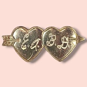 Vintage 1940s Gold Tone Sweetheart Pin E.A.+B.D.‎ 1"
